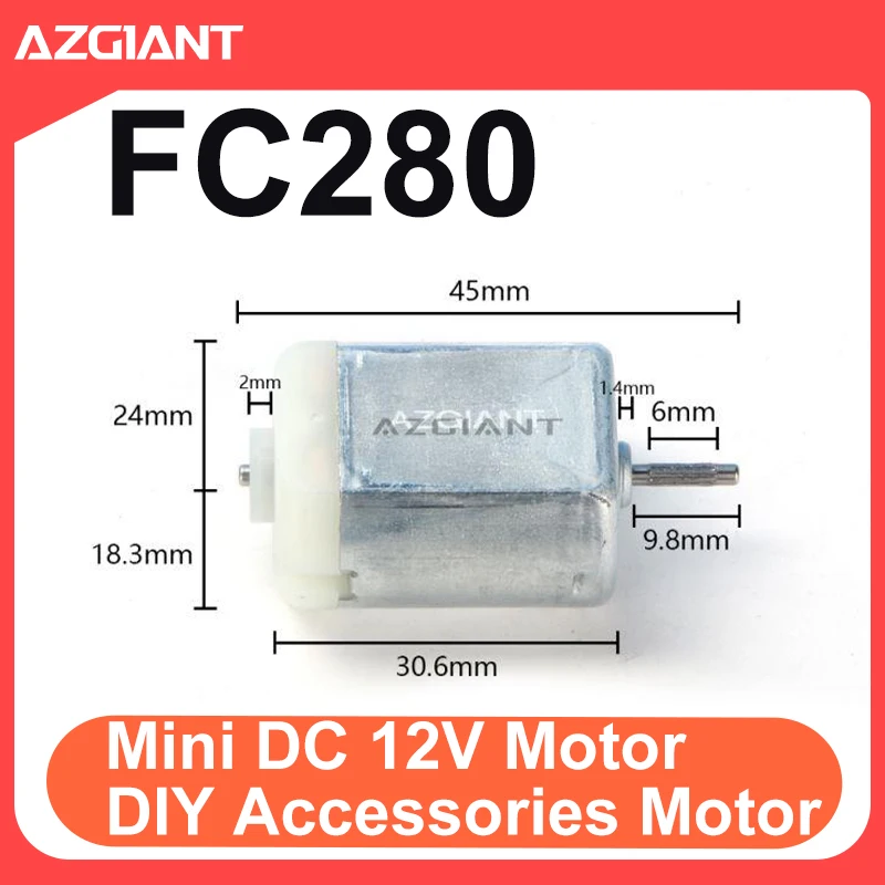 

Azgiant Двигатель с угольной щеткой FC280 45 мм 12000PRM Передний микродвигатель Электродвигатели Высокое качество Совершенно новые DIY Power Toys