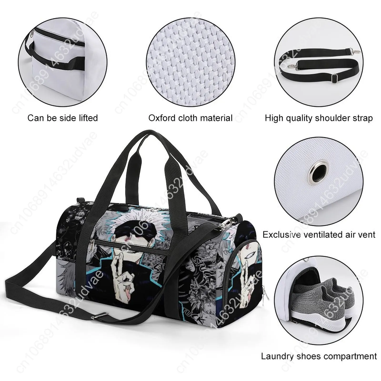 Gym Bag Gojo Satoru Manga Sports Bag with Shoes Funny Anime Men Women Portable Design Handbag Colorful Luggage Fitness Bag