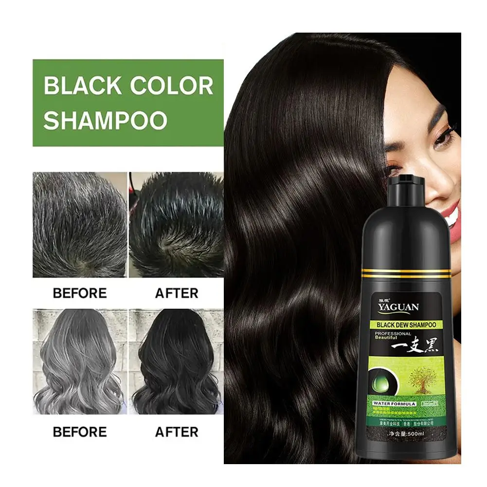 Black Instant Hair Color Shampoo For Gray Hair Hair Dye Shampoo Gray Coverage Herbal Coloring In Minutes For Women Men T9N8