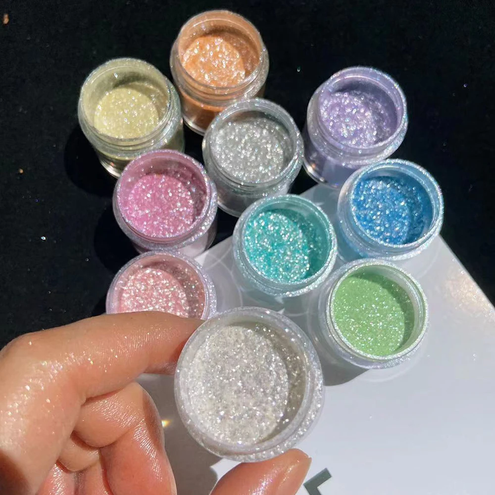 1 Bottle 10g Polarized Opal Nail Powder Aurora Flakes Fragments Manicure DIY Decoration Pigment Multi Colors Nail Dust