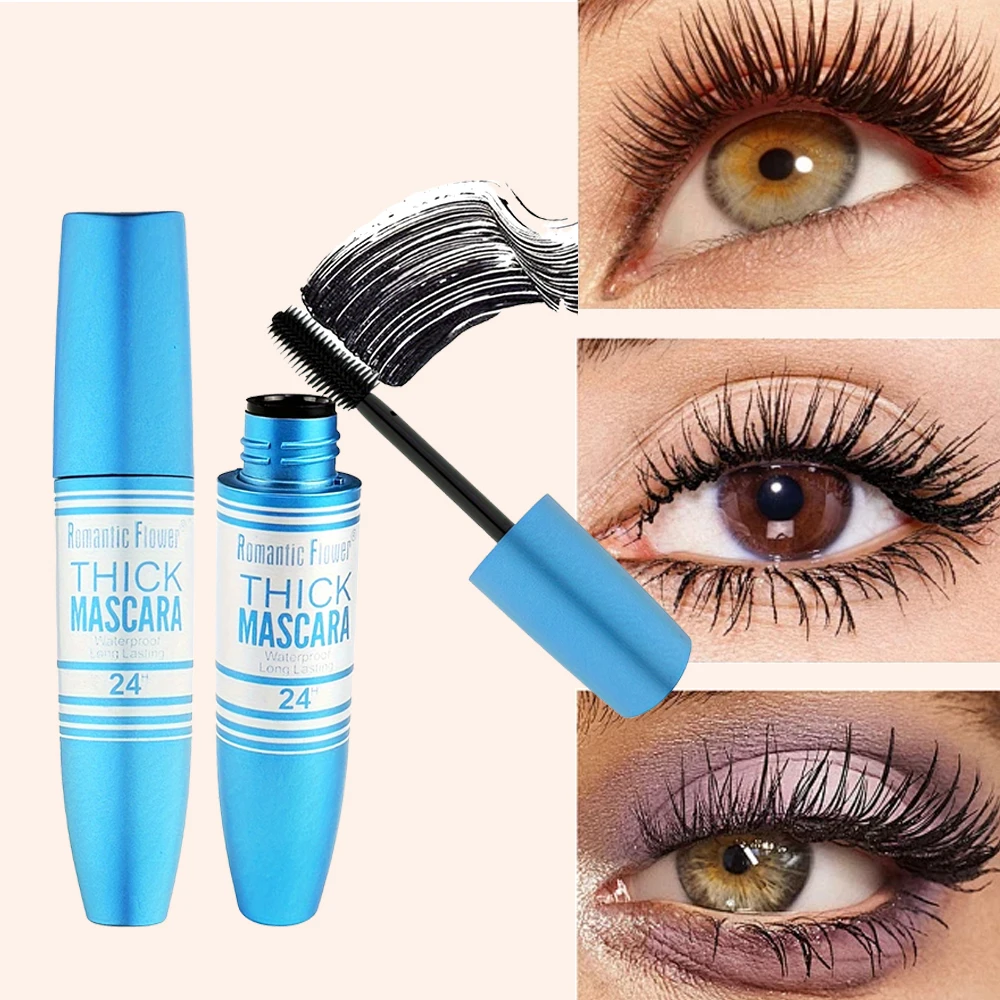 방수 4D 래쉬 볼류마이징 마스카라 두껍고 길어진 컬링 속눈썹을 위한 오래 지속되는 24시간 얼룩 방지 마스카라