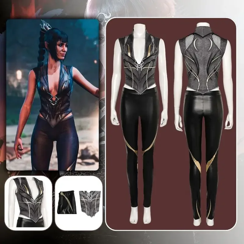 Shadowheart cosplay baldurs cos Gate 3 costume disguise adult women top leather pants Fantasia outfit Halloween carnival suit