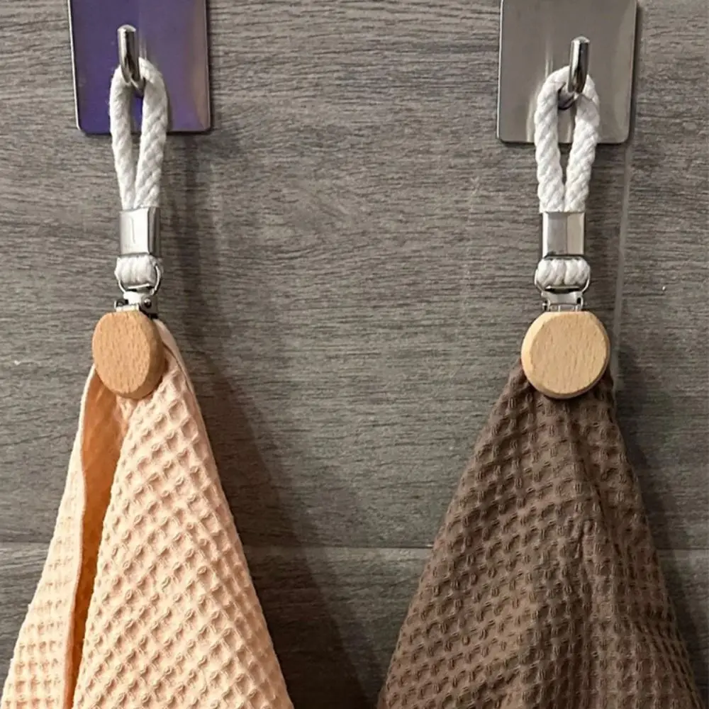 4Pcs Braided Towel Hanging Clips Cotton Loop Wear-resistant Small Woven Rope Clamps Convenient Portable Hand Towel Hanger