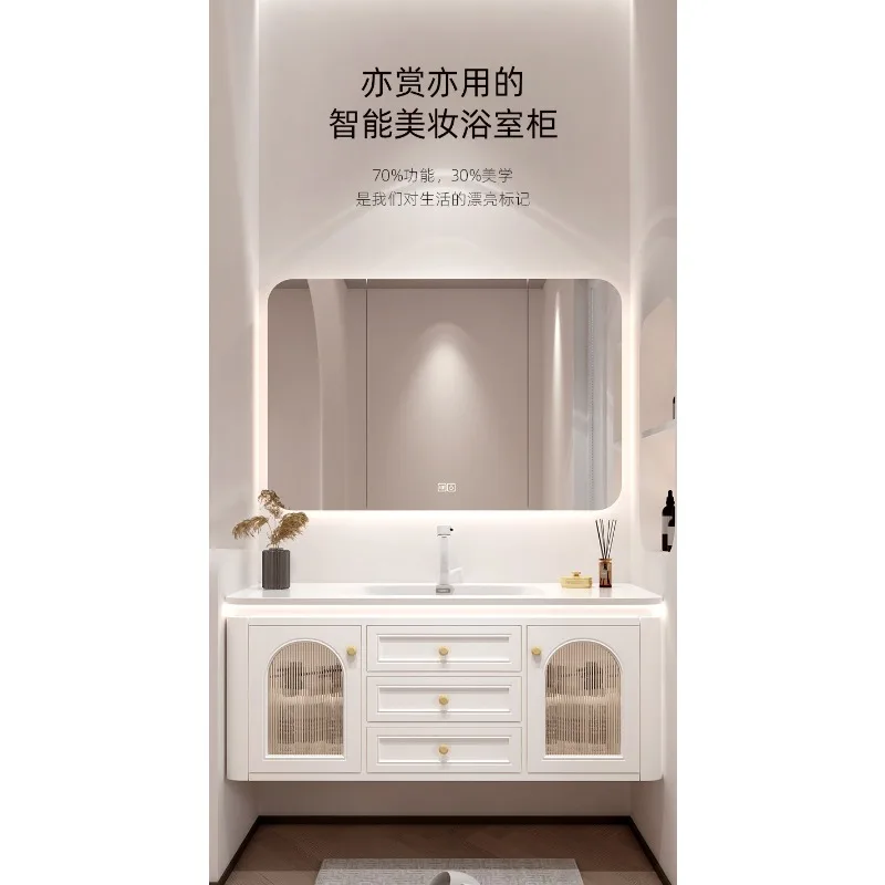 

Тумба для ванной из дуба, комбинированная с керамической раковиной, тумба-умывальник.