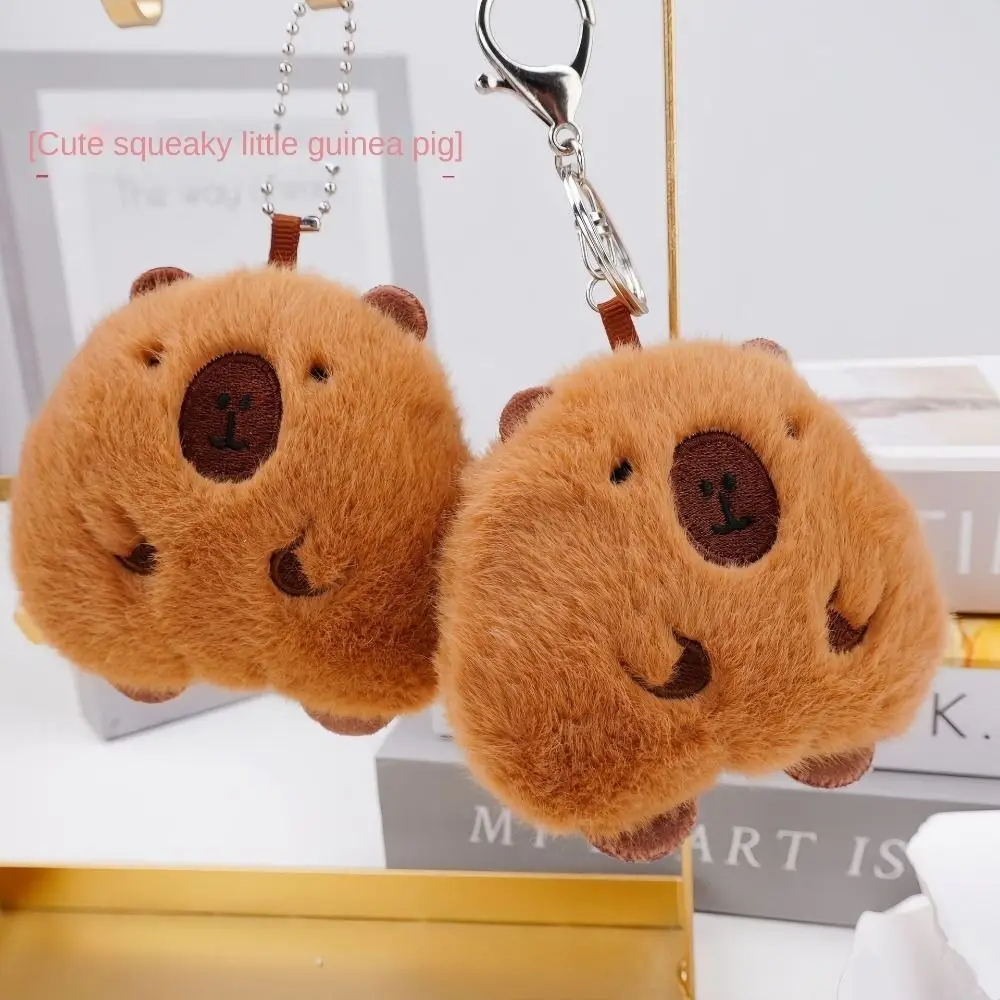 

Kawaii Cartoon Capybara Plush Keychain Stuffed Toys Mini Capybara Pendant Schoolbag Accessories Soft Car Key Ring