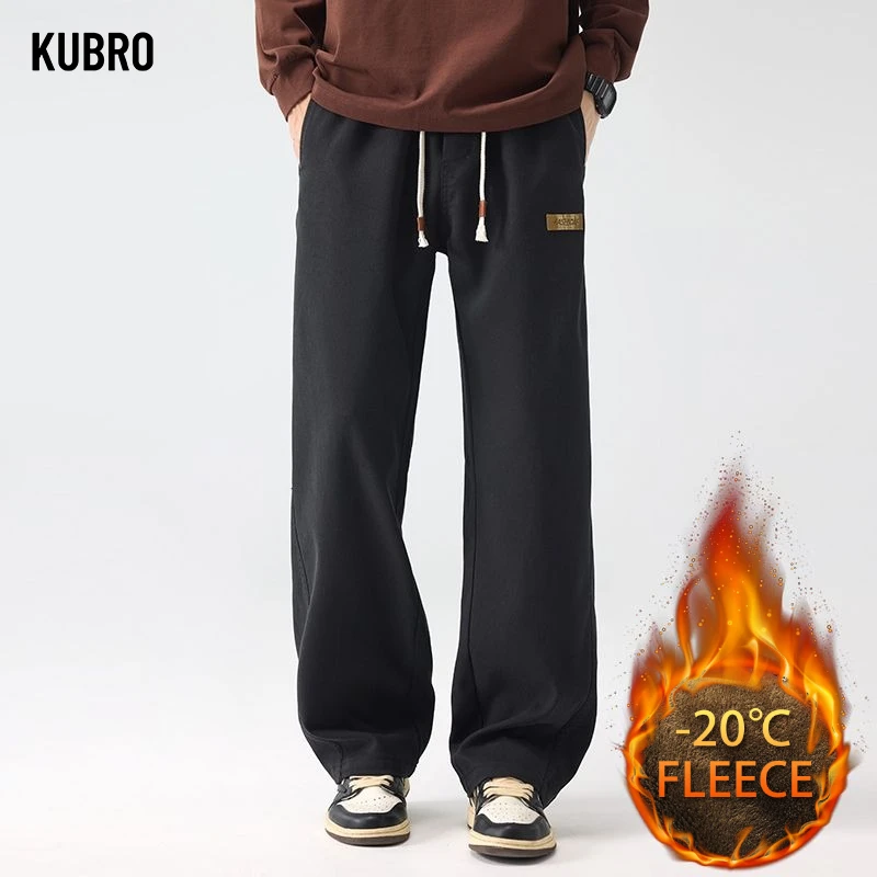 

Men's New Style Straight Fit Slim Comfort Stretch Loose Fleece-Lined Pants Autumn and Winter Men's Casual Pants Men Clothing