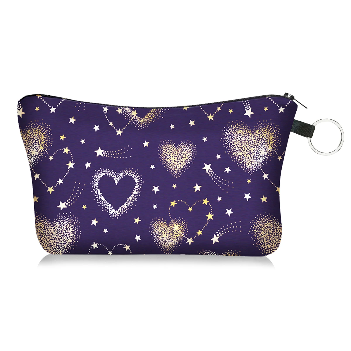 Heart-Shaped Print Cosmetic Bag - Spacious, Lightweight Makeup Organizer for Women and Teens - Durable Polyester, Easy Care