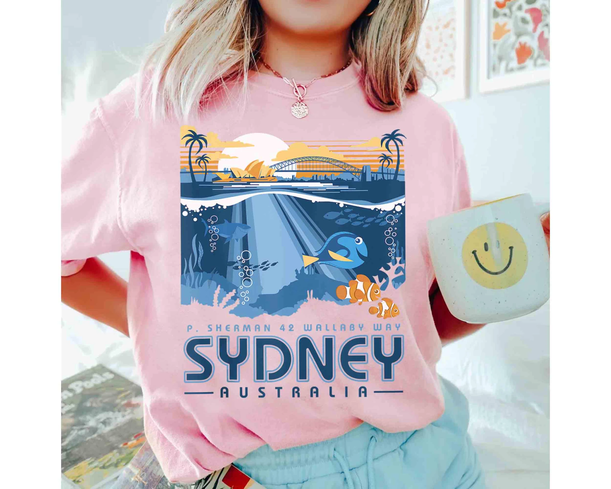 ديزني بيكسار العثور على نيمو P. شيرمان وابي 42 تي شيرت سيدني الأسترالي ، قميص دوللي مارين المطلي هدية العطلة ديزني #1