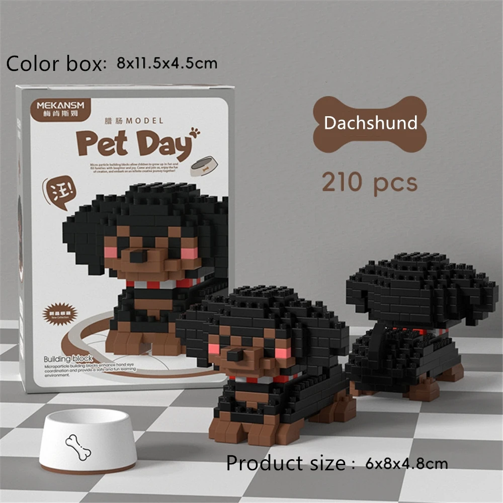 Nuevos muñecos de animales Kawaii con bonito gato y perro para mascotas, juguetes educativos de bloques de construcción adecuados para regalos de cumpleaños para niños