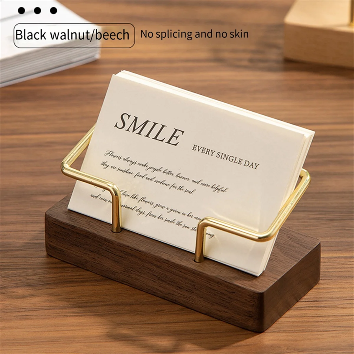 Business Card Holder Organizer Office Desk Display Stand Memo Counter Accessories Tabletop Shelf Home,Beech Wood Color