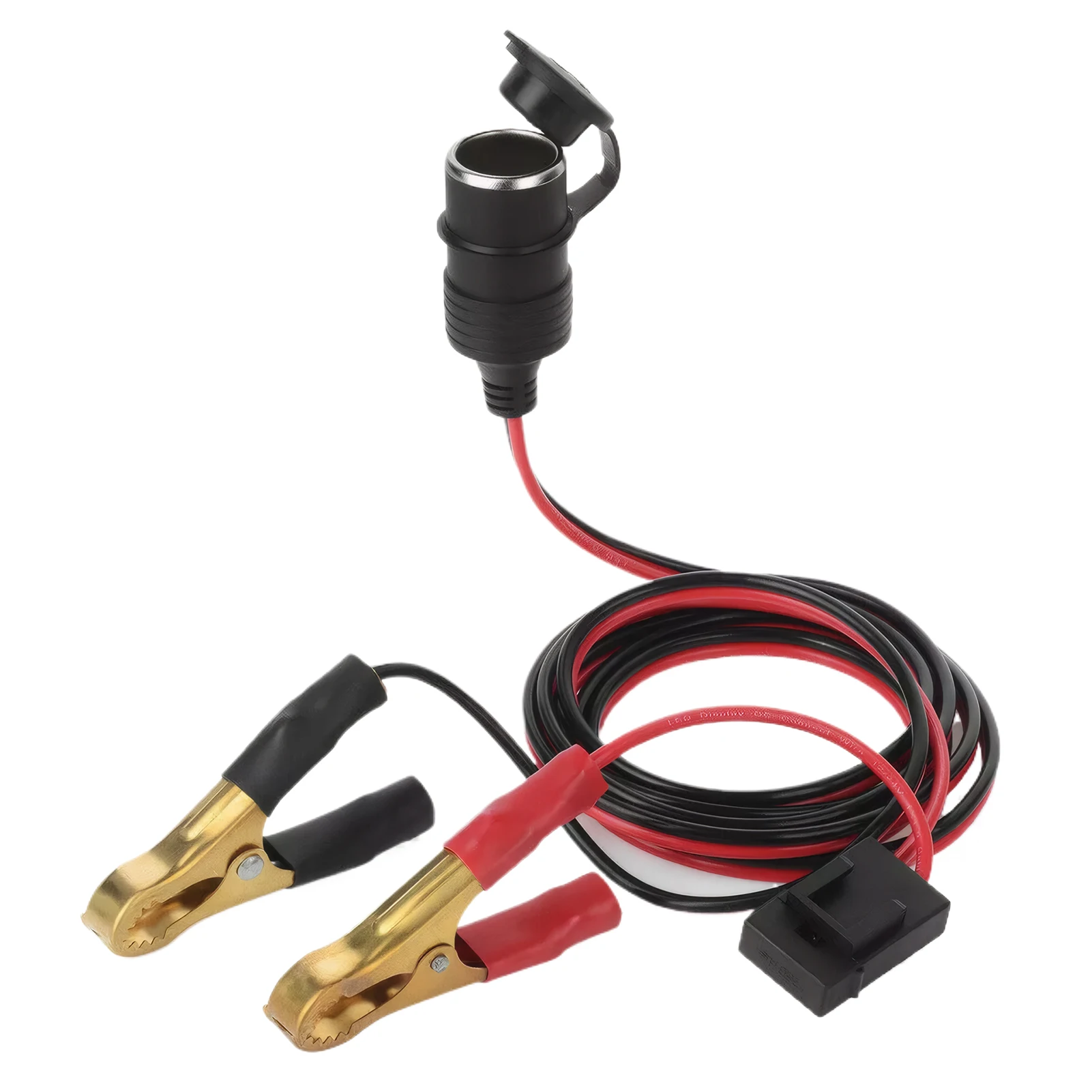 12V/ 24V Car Cigarette Lighter Socket To Battery Alligator Crocodile Clip Connector With 3Pcs Fuse Charge Cable