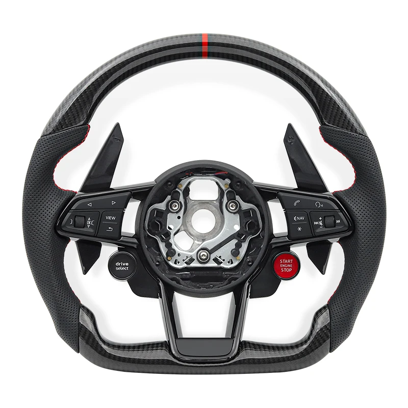 Carbon Fiber Steering Wheel With Knob  Suitable For AUDI RS3 RS4 RS5 A3 A4 A5 S3 S4 S5 2017-2021
