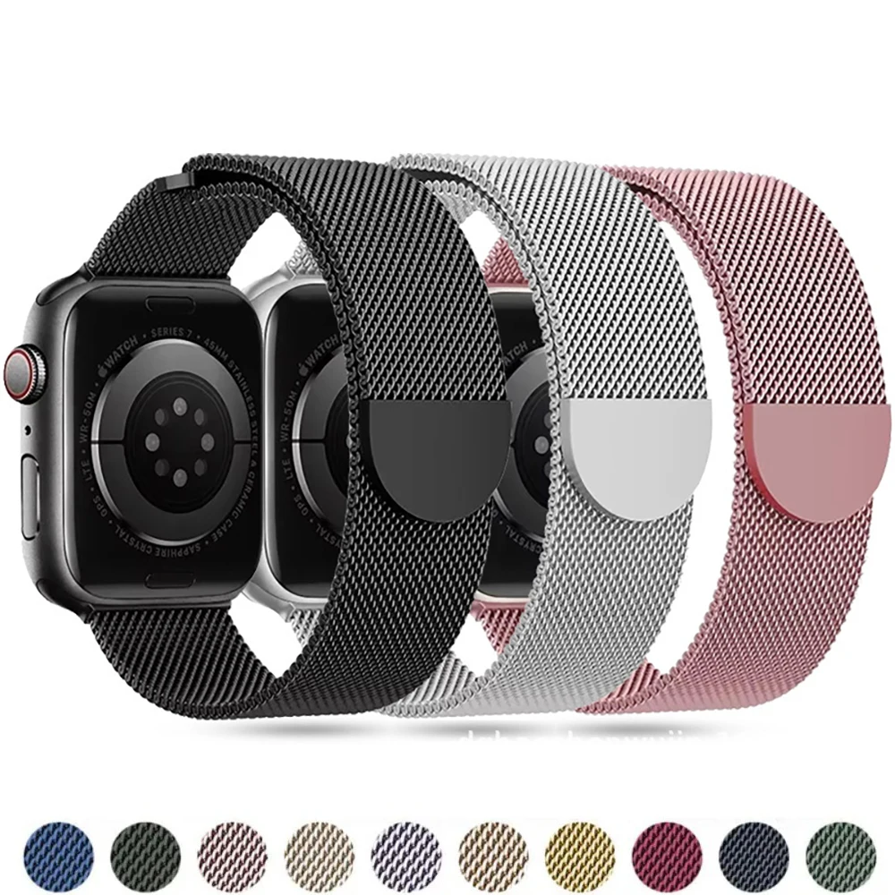 Half Round Milaness Strap for Apple Watch Ultra Band 49mm 46mm 45mm 44mm 42mm Magnetic Bracelet for iWatch 11 10 9 8 7 6 5 4 SE