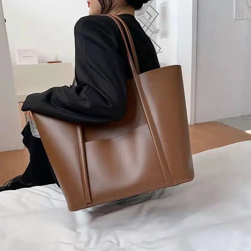 Genuine Leather Large Capacity Tote Bag For Women New Fashionable And Casual Cowhide Commuting Bag High-End Feeling Bag For Wome