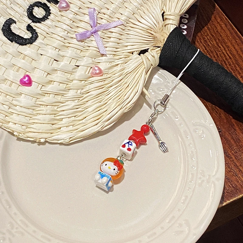 Sanrios Phone Charm Strap Keychain Kawaii Anime Hellokittys Cellphone Lanyard Wristlet Keychain Bag Pendant Phone Accessories