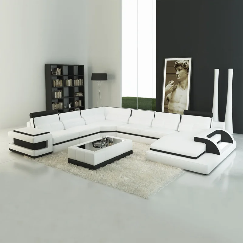 

*w for Modern Creative Living Room Sofa U-shaped Corner Leather Sofa for Large Apartment%