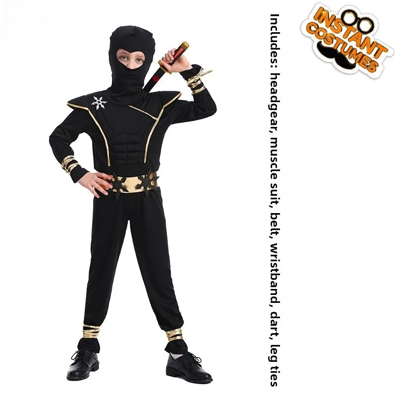 

loween Children's Ninja Costume Role-plang Clothes Small Kid's Ninja Performance Outfit Ninja Set for Kids