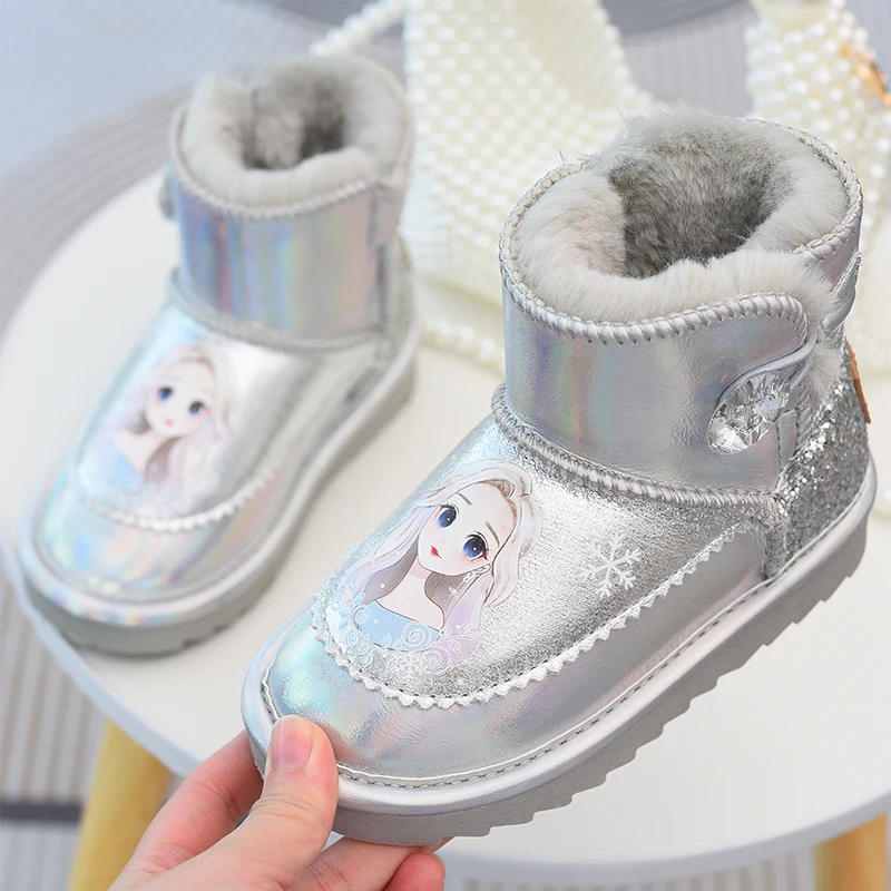 Girls' Snow Boots, Waterproof and Anti-Slip Children's Shoes, Thick and Warm Cotton Shoes, Girls' Baby Cotton Boots, 2025 Winter