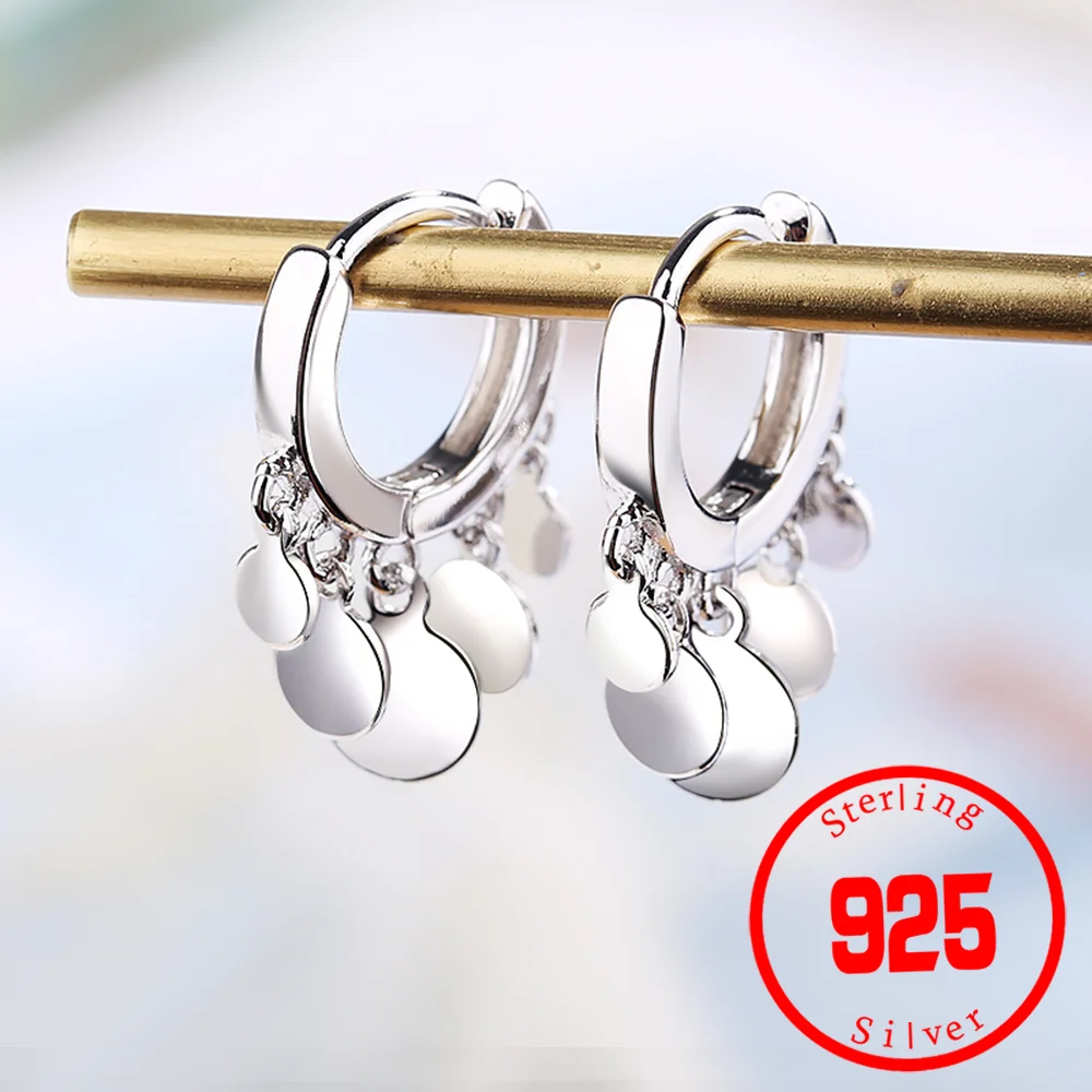 Trendy Silver color Tassel Hoop Earrings Engagement Pendant Dangle Earrings For Women Accessorie Jewelry Gift