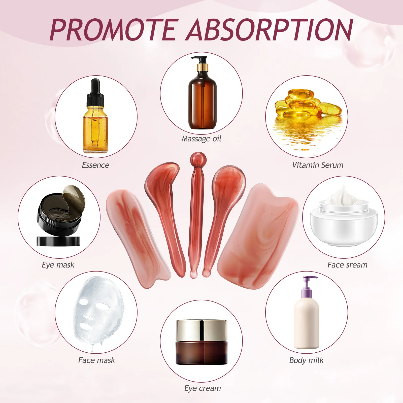 

1Set Massage Tool Scraping Comb Gua Sha Resin Manual Massager Face Body Muscle Relaxation Storage Bag Gua Sha Tool Set