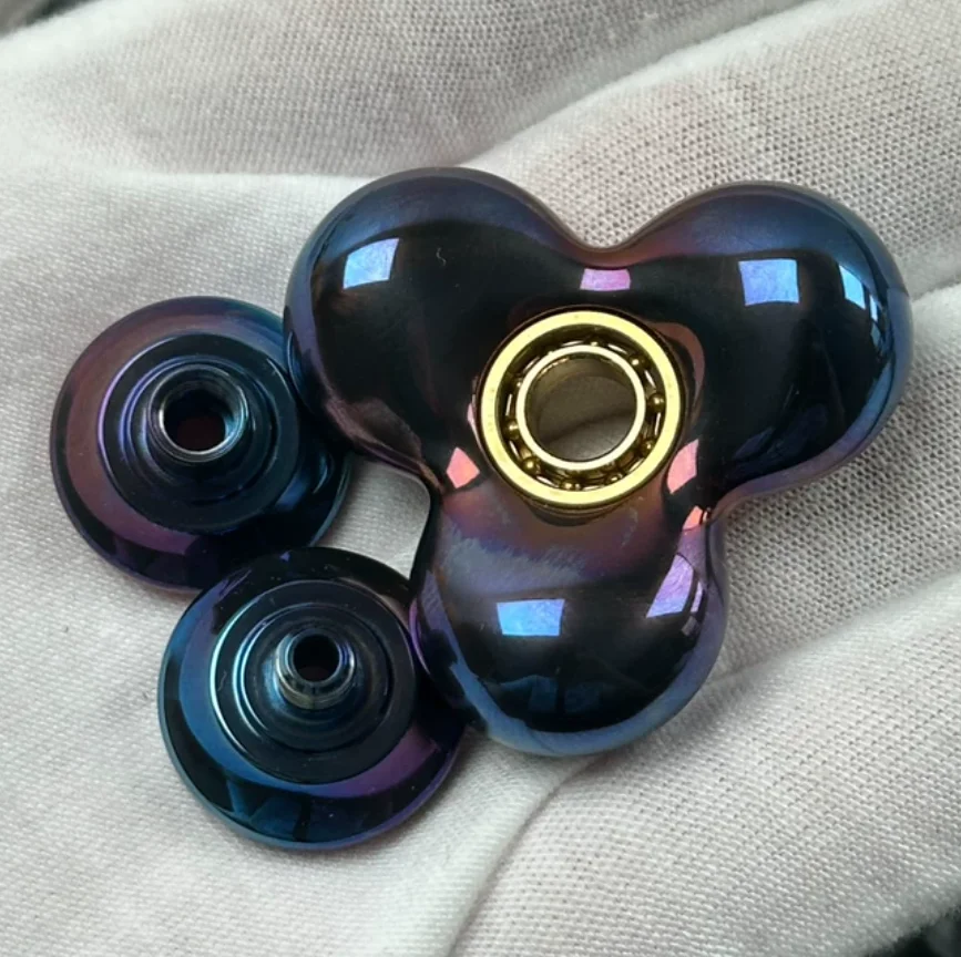 Used EDC KAP Three Page Cell Mini Zirconium Rainbow Stress Relief Toy Haptic Spinner Fingertip Gyroscope Decompression Toys