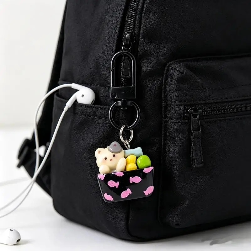 Niedlicher Cartoon-Tier-Schlüsselanhänger für Schlüssel und Accessoires, niedlicher Tier-Schlüsselanhänger aus Harz, DIY-Taschenanhänger, mädchenhafter Schlüsselring – Detail 9