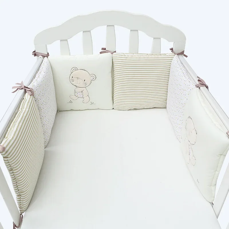 6pcs Crib Enclosure Pure Cotton Soft Comfortable Skin Friendly Baby Cradle Anti-collision Removable Fence Cartoon Baby Products