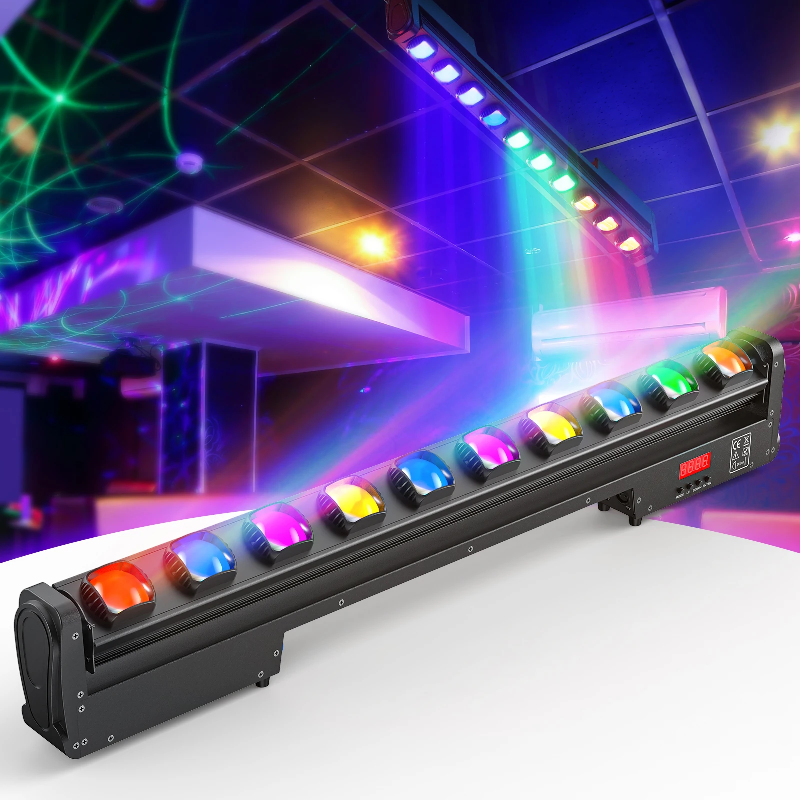 

Fieryzeal 250W Swing Dot Beam Wall Washer Light 10PCSx25W LED RGBW 4 In1 Wall Washer Stage Light DMX512 for KTV DJ Clubs Bars