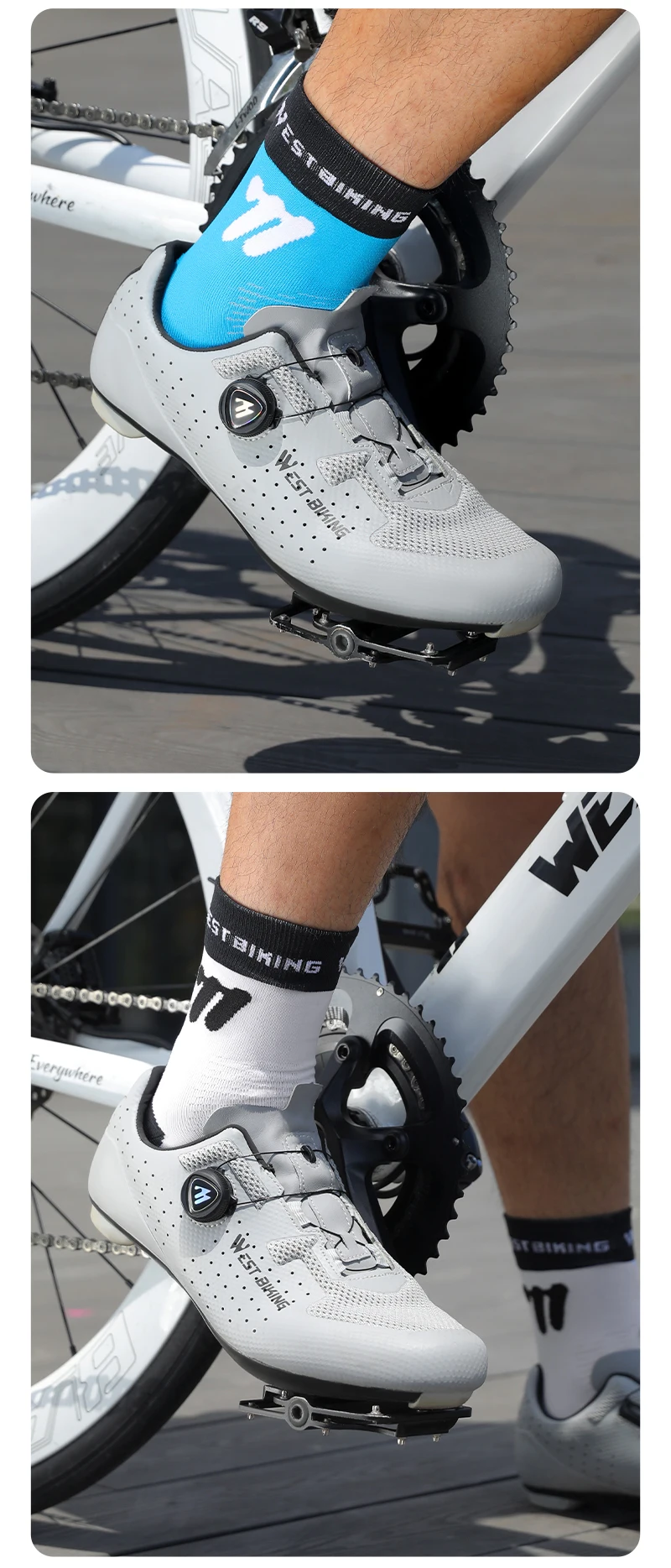 WEST BIKING Fahrradsocken für Männer und Frauen, Schnelltrocknende Sportsocken, 1/2/3 Paar, Atmungsaktive Lauf- und Fahrradausrüstung, EU-Größe 37-43 – Detail 14