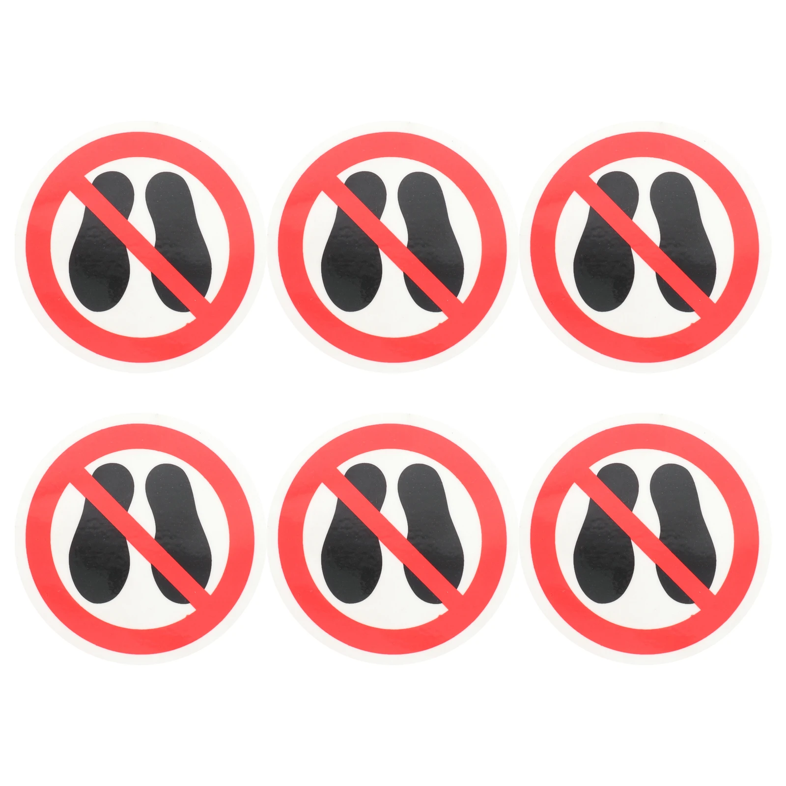 6 pezzi No Step Here Adesivo di avvertimento Adesivi rotondi per segnali di avvertimento di sicurezza Non passo sull'etichetta adesiva della superficie Non passo alla sicurezza