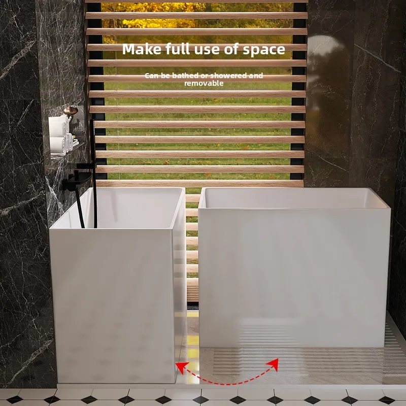 D24- small bathtub household small apartment acrylic sitting movable independent integrated deep bubble simple and small