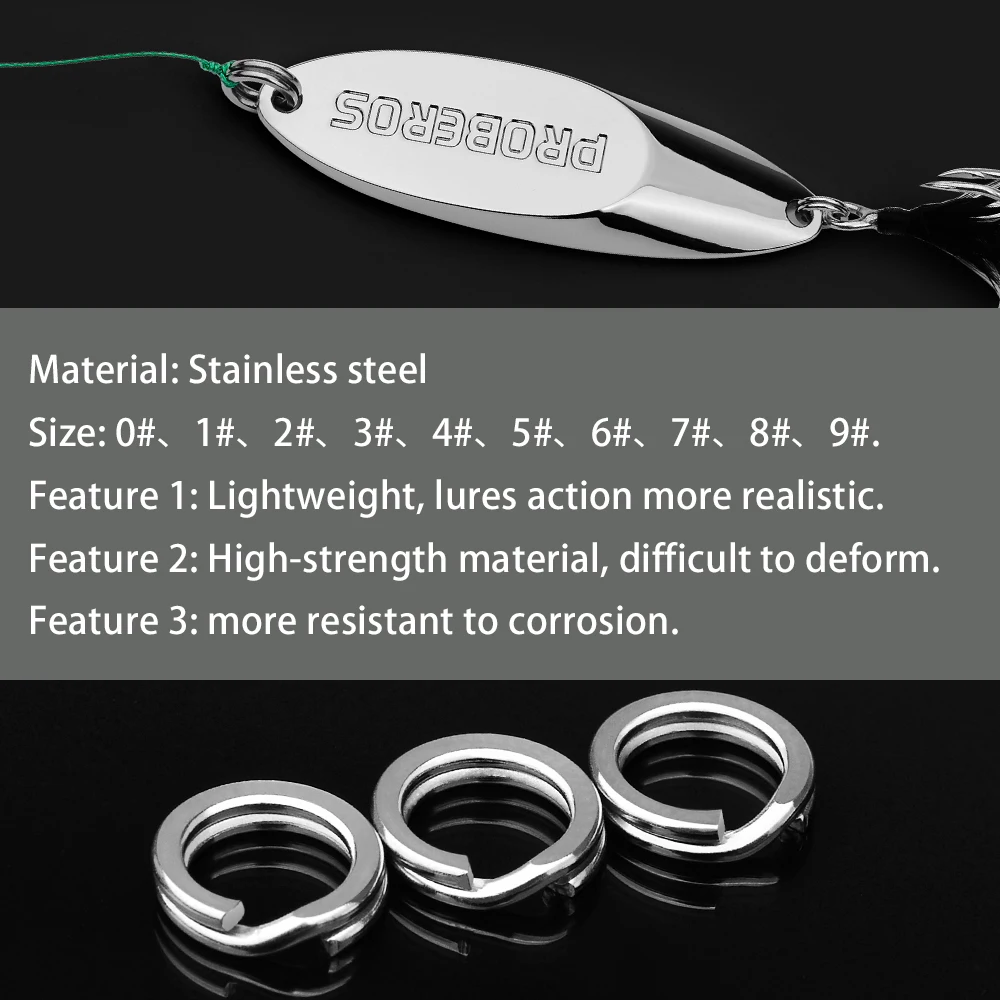 PROBEROS 30Pcs/lot Stainless Steel Double-layer  Fishing Split Rings 0-8# Fishing Connector Accessories tackle Wholesale