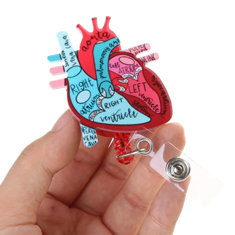 F42F Badge Reels Holder for Name Tags Card Heart Anatomy Nursing Doctor Medical Work