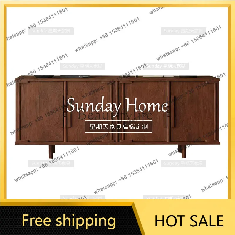 Factory direct sales  Modern Simple Wood Color Bucket Cabinet French Retro Cabinet Door Side Cabinet