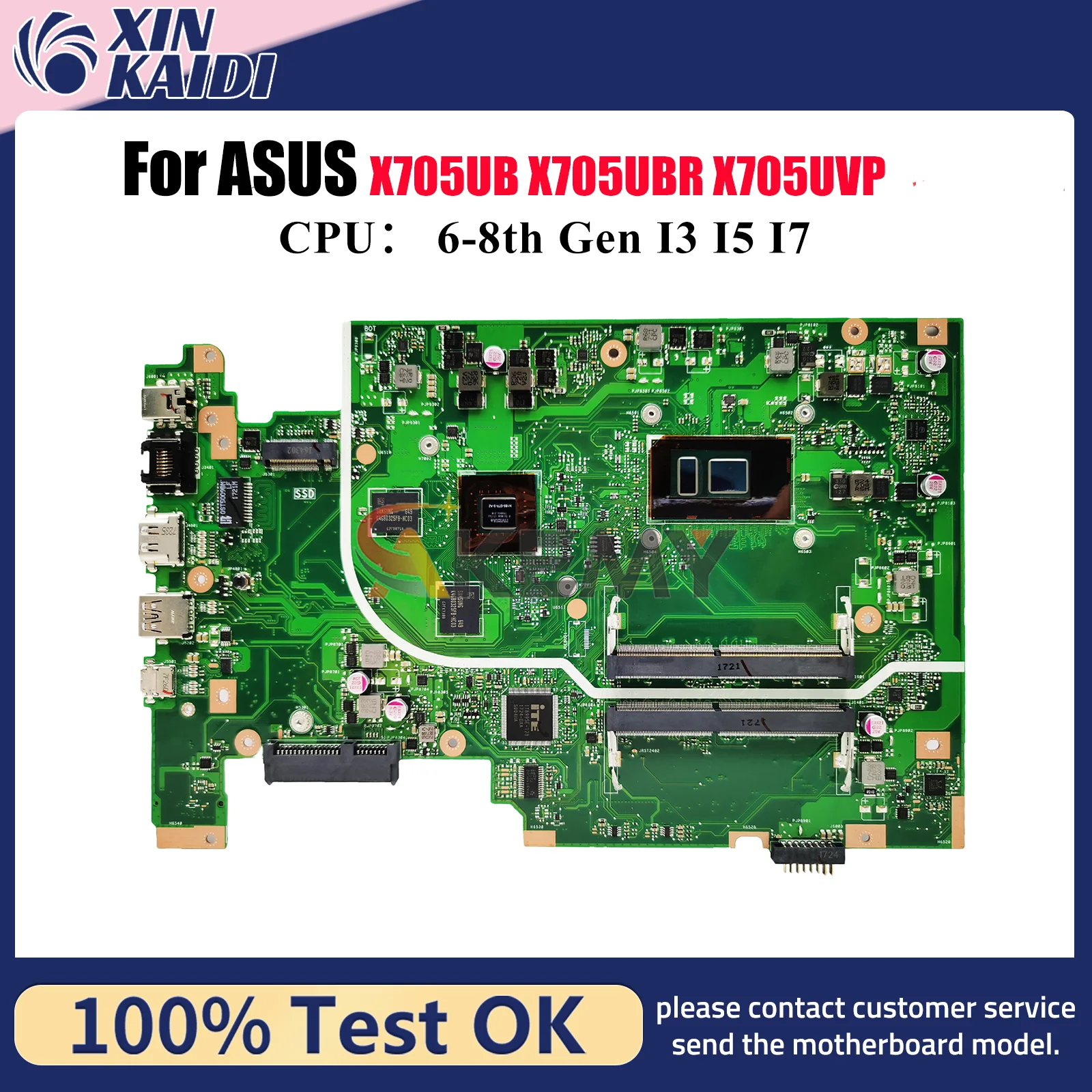 

X705UB Материнская плата для ноутбука ASUS VivoBook F705U X705UBR X705UF X705UV X705UBP X705U X705UVP X705UNR Материнская плата с процессором I3 I5 I7