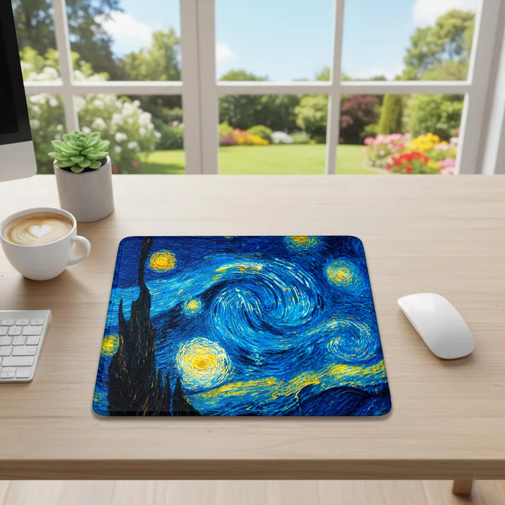 Small Office Mouse Pad Gaming Accessories Vincent Van Gogh Computer Offices Deskmat Mausepad Desktop Mat Mousepad Gamer Mouspad view 3