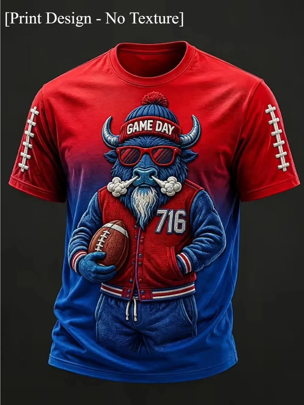 Buffalo Mascot 716 Pattern Quick-dry Breatha 3D Print Sport Men T-shirt Outdoor Street Casual Fashion Team Training Summer Cloth