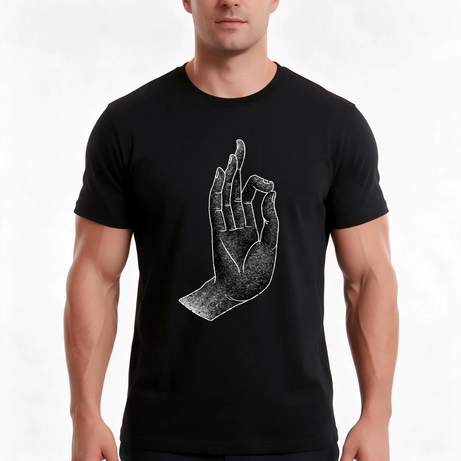 Yoga Mudra Karana Hand Gesture Vintage Style T-Shirt Summer Casual Cotton Tee Oversized Streetwear Tops Vintage Graphic Print