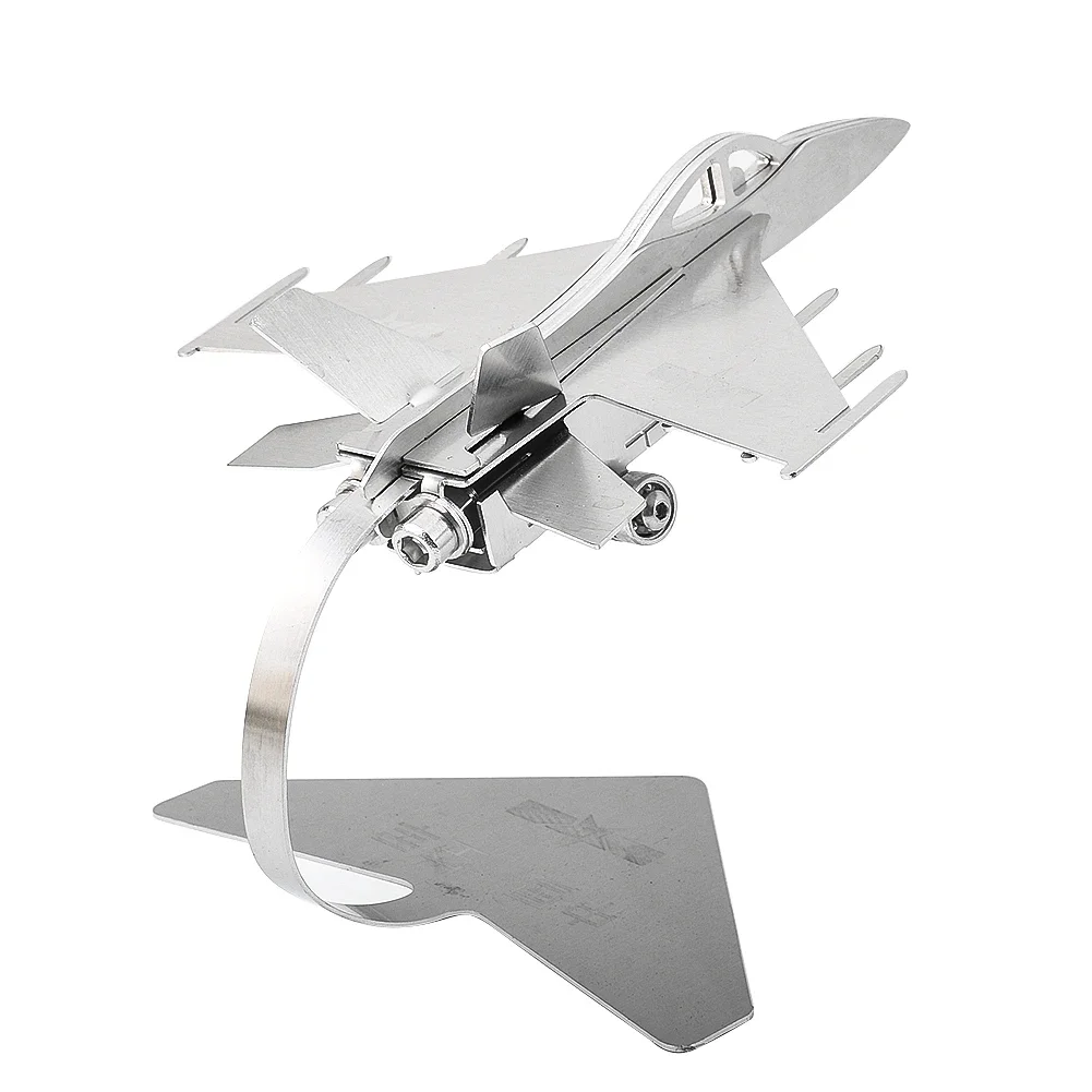 Metal Assembly Fighter Jet Model Stainless Steel Cutting Ornament SMG Fighter Jet Chinese Plane Chengdu J-20 Aircraft Ornament