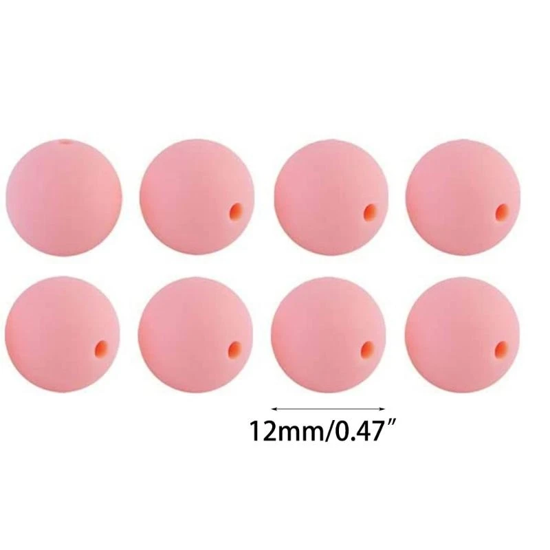 Set Rantai Dot DIY Manik-manik Menyusui Bulat Bayi Manik-manik Silikon 12Mm 15UB