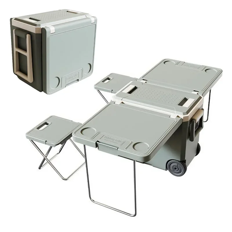 32L Outdoor Water Storage Equipment Freezing Ice Cooler Box Camping Multifunctional Portable Folding Table Chair Insulation Box