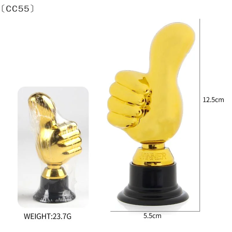 [CC55].1 قطعة واحدة من جوائز جوائز النصر الصغيرة، كأس الإبهام، جوائز الذهب البلاستيكية، تشجيع لديكور سطح المكتب المنزلي