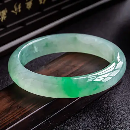 

zheru jewelry natural Burmese jadeite light color 54mm-64mm bracelet elegant princess jewelry best gift