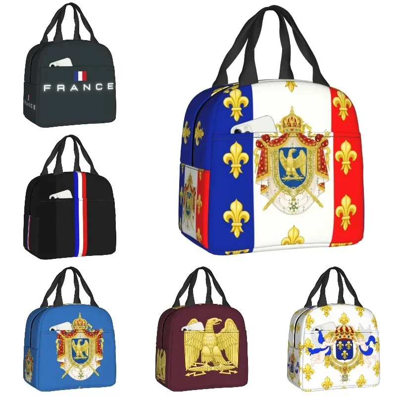 Royal Standard Napoleon France Flag Lunch Box Cooler Thermal Food Insulated French Empire Coat Of Arms Lunch Bag For Women Kids