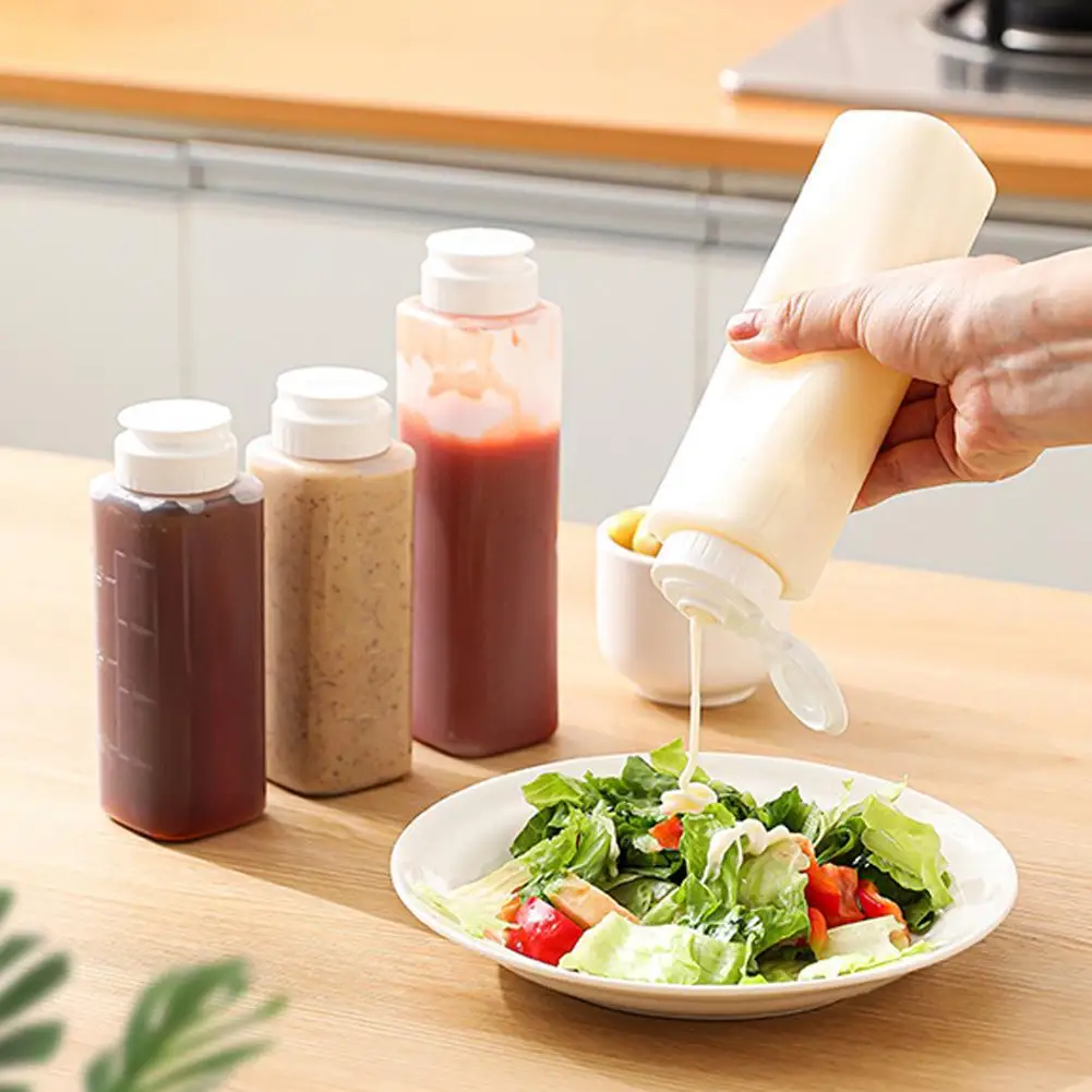 200/300ml Condiment Squeeze Bottle Ketchup Mustard Bottle Clear Mayonnaise Honey Dispenser Sauce Storage Container