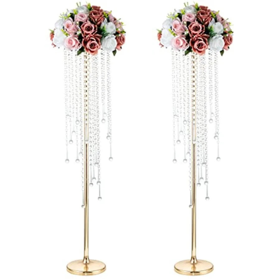 

Wedding Centerpieces Vases: Tall Crystal Flower Vase Metal Flowers Stand for Party Tables Decorations Elegant Bulk Weddings Dec