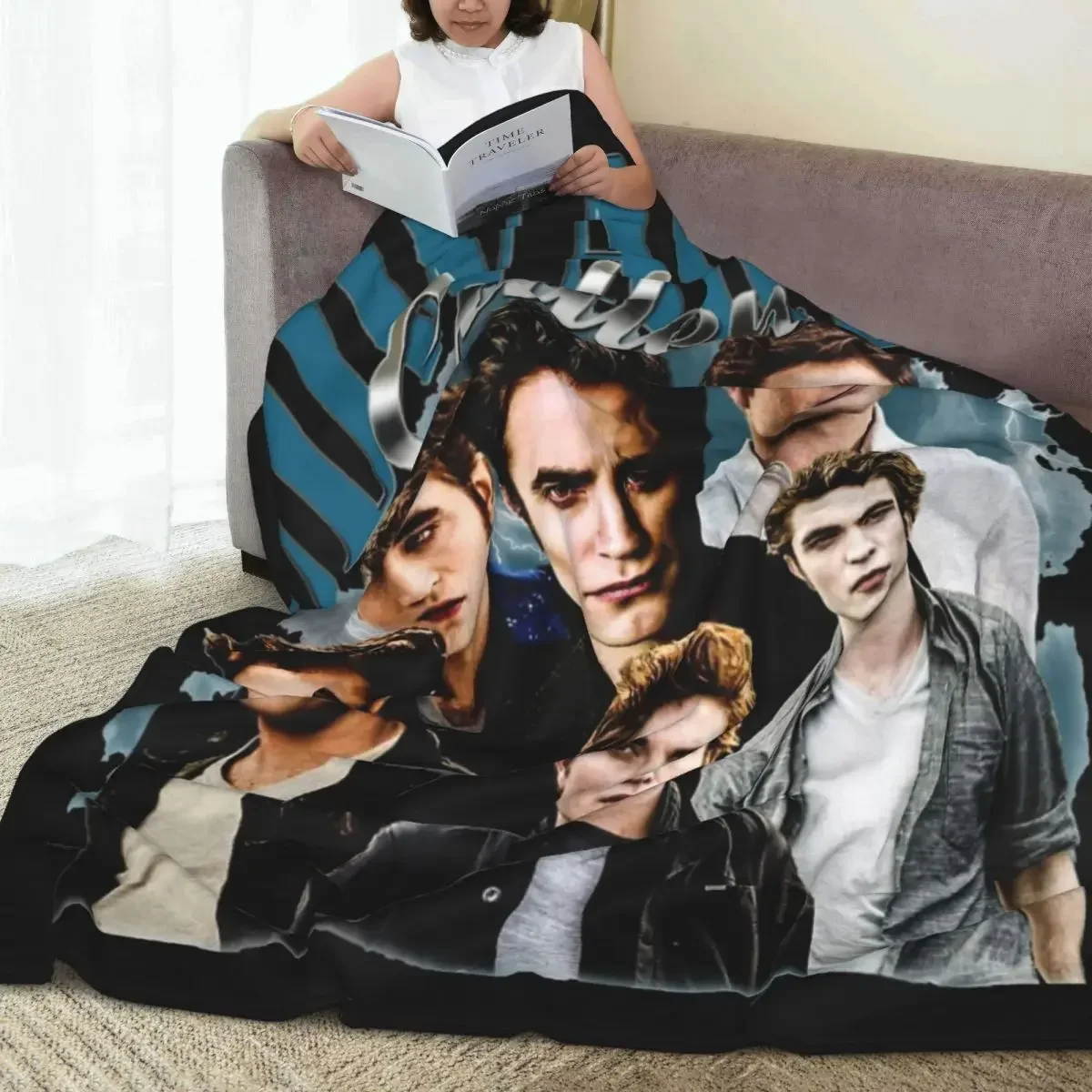 Edward Cullen Retro 90 Homage Twilight Blanket Cover Robert Pattinson Wool Throw Blankets Airplane Travel Soft Warm Bedsprea
