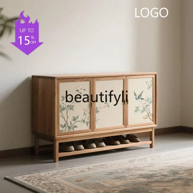 Q181  Song-style shoe cabinet household medieval style new Chinese-style large-capacity storage cabinet integrated against th