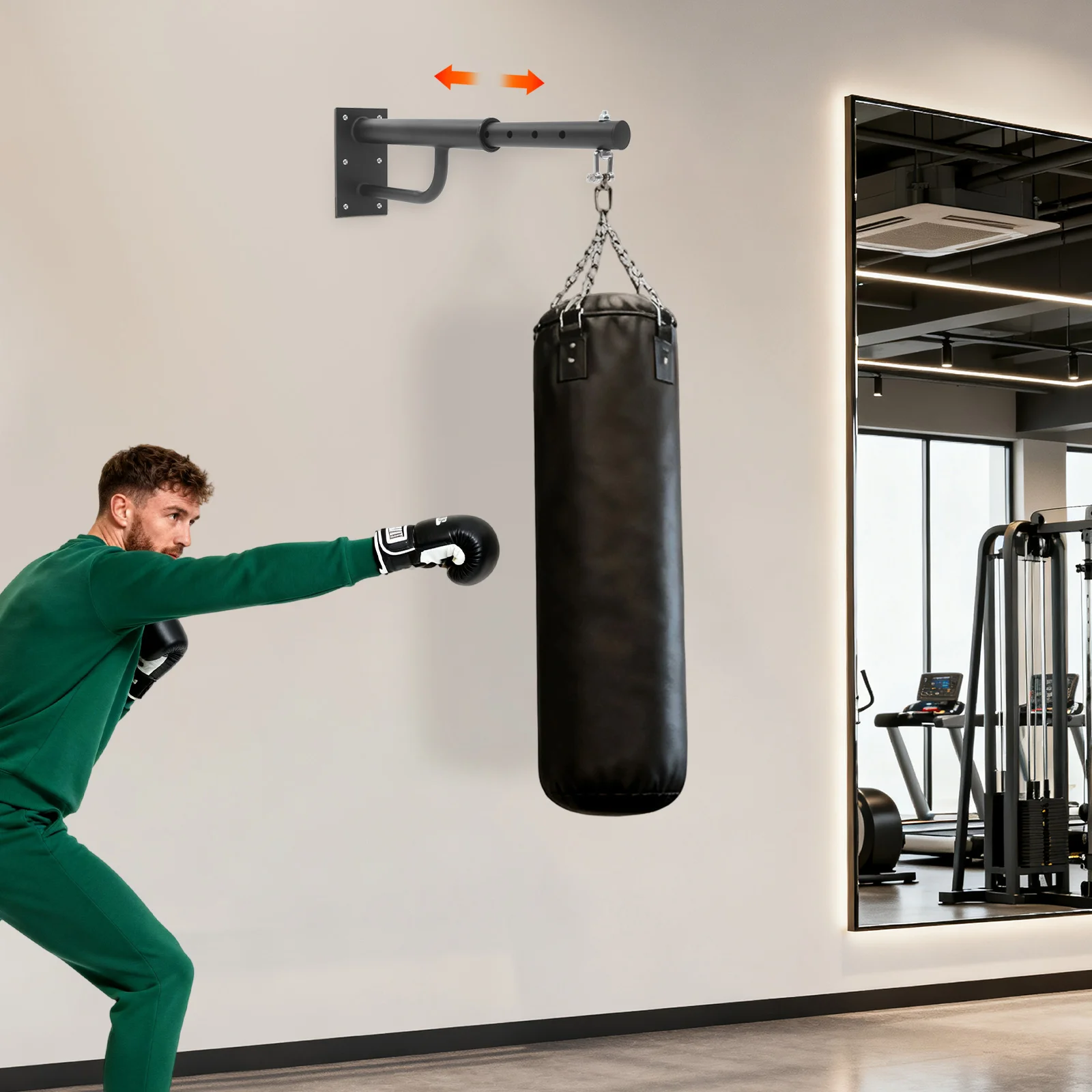 Image of 330lbs Verstellbare Boxsack-Wandhalterung 360° drehbar ° Drehbare Kette für Schwere Boxsäcke, Turnhalle-Schaukel aus Kohlenstoffstahl