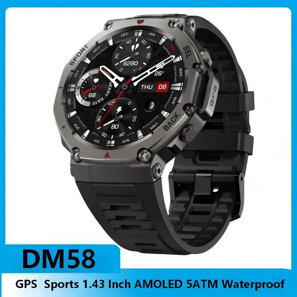 

Смарт-часы GPS для мужчин, 1,43-дюймовый AMOLED-экран, Bluetooth-вызовы, мониторинг сердечного ритма и уровня кислорода в крови, водонепроницаемость 5ATM, спортивные смарт-часы